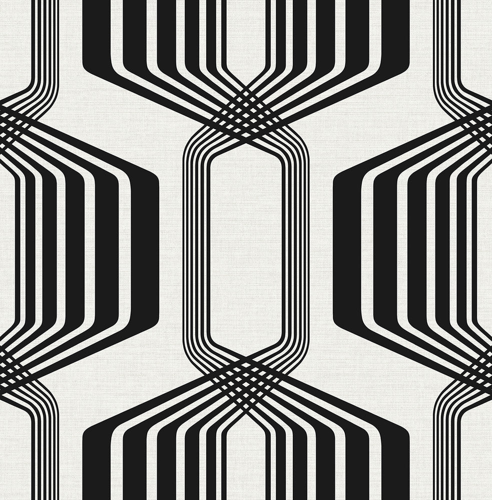 Striped Geo Ebony by Seabrook Wallpaper NextWall Peel & Stick United States 30.75 20.87" 20.5" - Fabric Carolina -