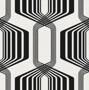 Striped Geo Ebony by Seabrook Wallpaper