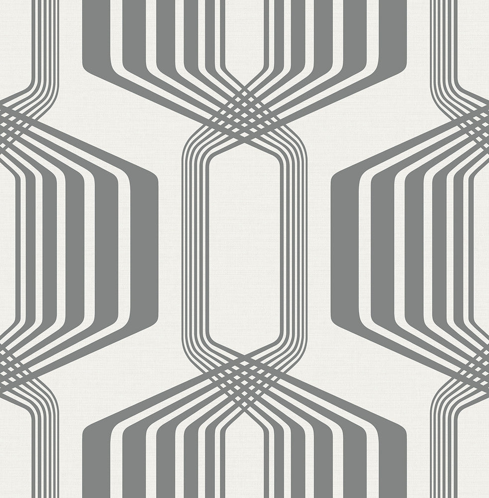 Striped Geo Metallic Silver by Seabrook Wallpaper NextWall Peel & Stick United States 30.75 20.87" 20.5" - Fabric Carolina -