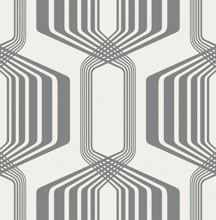 Striped Geo Metallic Silver by Seabrook Wallpaper NextWall Peel & Stick United States 30.75 20.87" 20.5" - Fabric Carolina -