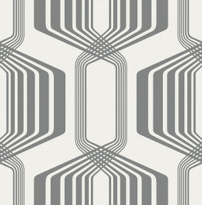 Striped Geo Metallic Silver by Seabrook Wallpaper