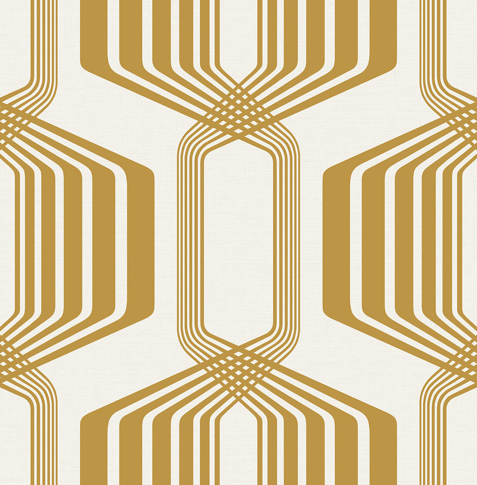 Striped Geo Metallic Gold by Seabrook Wallpaper NextWall Peel & Stick United States 30.75 20.87" 20.5" - Fabric Carolina -