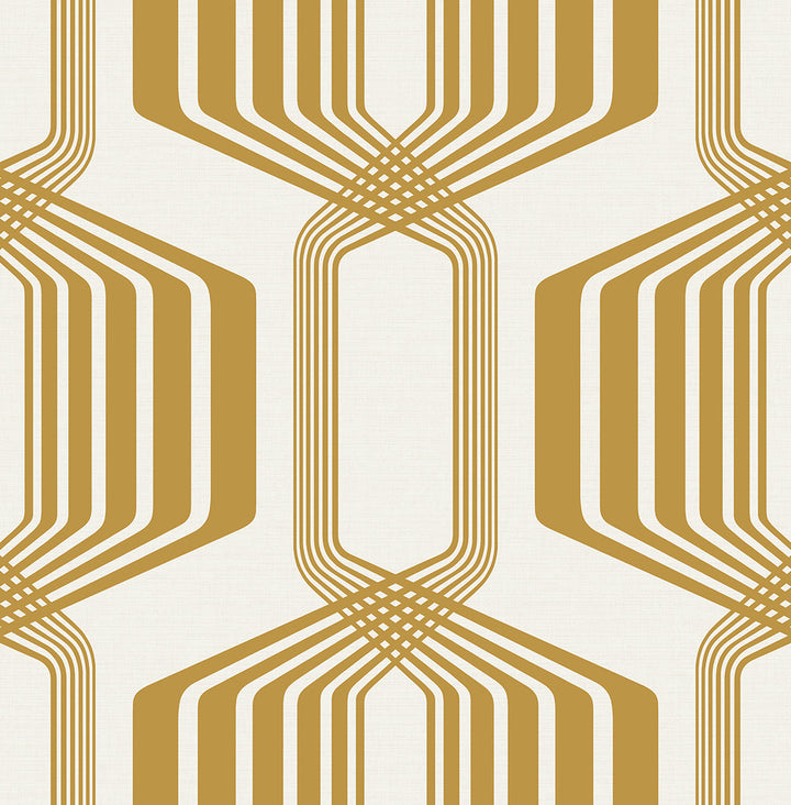 Striped Geo Metallic Gold by Seabrook Wallpaper NextWall Peel & Stick United States 30.75 20.87" 20.5" - Fabric Carolina -