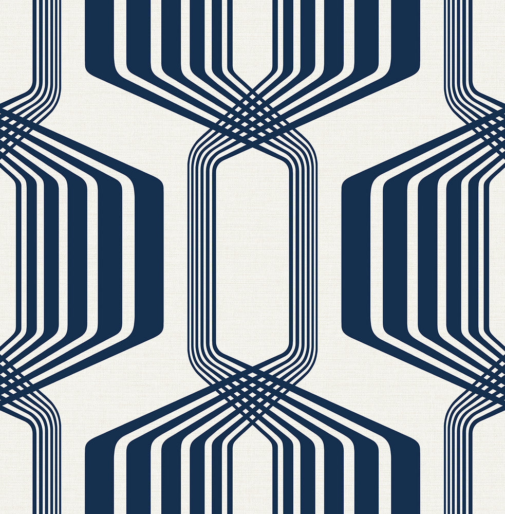 Striped Geo Blue Sapphire by Seabrook Wallpaper NextWall Peel & Stick United States 30.75 20.87" 20.5" - Fabric Carolina -