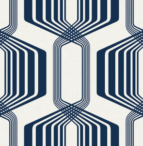 Striped Geo Blue Sapphire by Seabrook Wallpaper