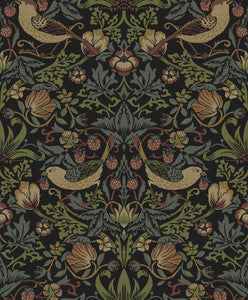 Strawberry Garden Black by Seabrook Wallpaper