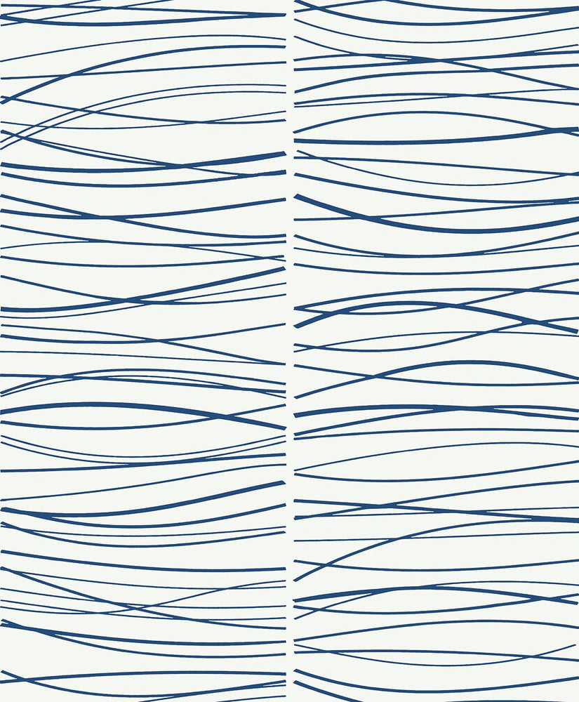 Wave Lines Blue by Seabrook Wallpaper NextWall Peel & Stick Netherlands 31.35 25.2" 20.9" - Fabric Carolina -