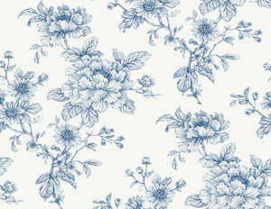 Sketched Floral Blue by Seabrook Wallpaper