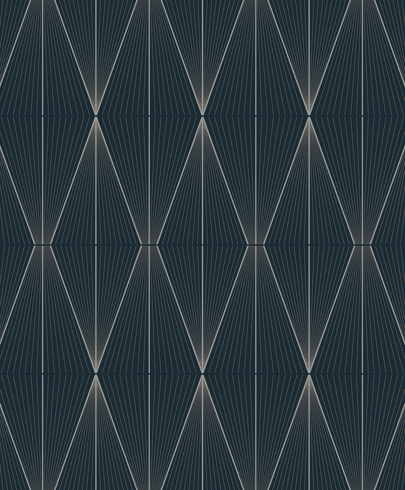 Geo Diamond Blue Denim & Pewter by Seabrook Wallpaper NextWall Peel & Stick Netherlands 31.35 12.6" 20.9" - Fabric Carolina -