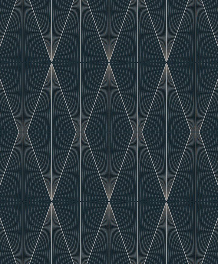 Geo Diamond Blue Denim & Pewter by Seabrook Wallpaper NextWall Peel & Stick Netherlands 31.35 12.6" 20.9" - Fabric Carolina -