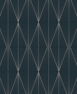 Geo Diamond Blue Denim & Pewter by Seabrook Wallpaper