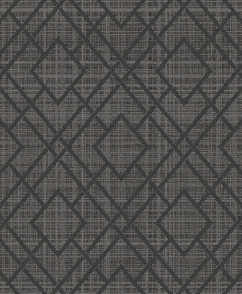 Diamond Trail Pewter & Charcoal by Seabrook Wallpaper NextWall Peel & Stick Netherlands 31.35 12.6" 20.9" - Fabric Carolina -