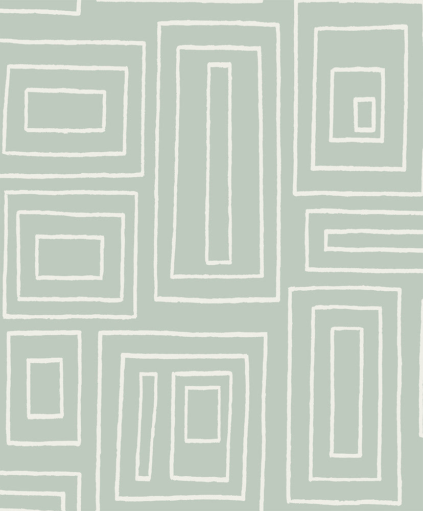 Rectangle Geo Aloe Green by Seabrook Wallpaper NextWall Peel & Stick Netherlands 31.35 25.2" 20.9" - Fabric Carolina -