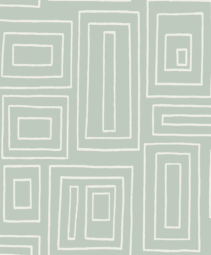Rectangle Geo Aloe Green by Seabrook Wallpaper NextWall Peel & Stick Netherlands 31.35 25.2" 20.9" - Fabric Carolina -