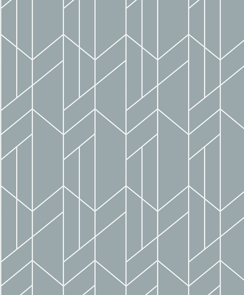 Geometry Light Blue by Seabrook Wallpaper NextWall Peel & Stick Netherlands 31.35 12.6" 20.9" - Fabric Carolina -