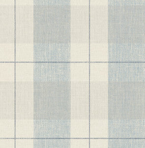 Lenox Hill Plaid Blue & Beige by Seabrook Wallpaper
