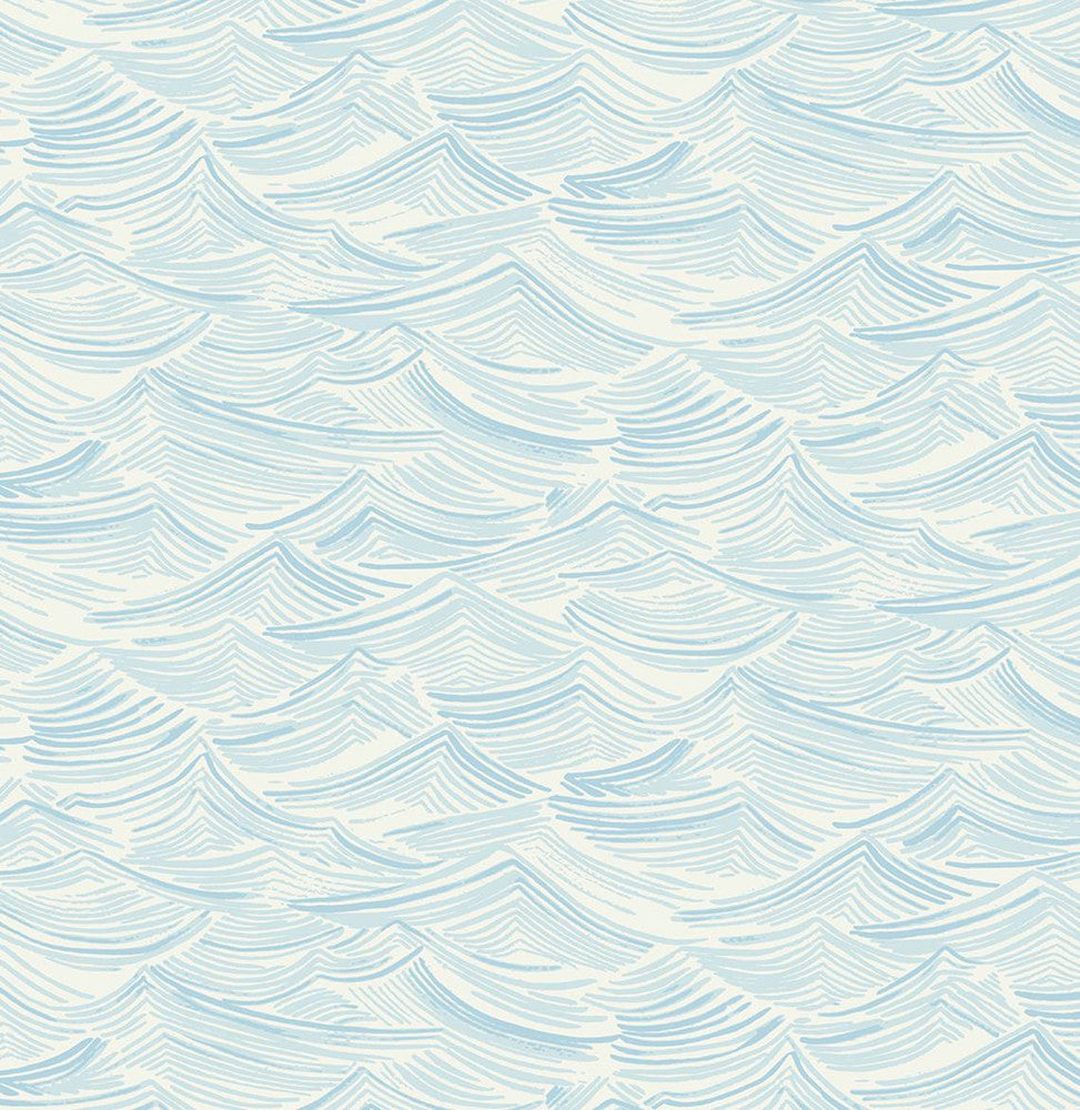 Bayside Waves Sky Blue by Seabrook Wallpaper NextWall Peel & Stick United States 30.75 10.43" 20.5" - Fabric Carolina -