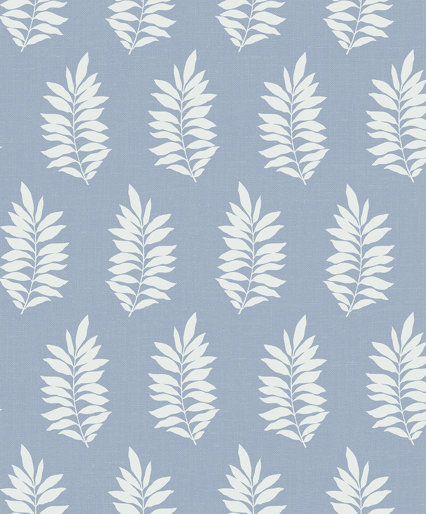 Pinnate Leaf Silhouette Blue Mist by Seabrook Wallpaper NextWall Peel & Stick Netherlands 31.35 12.6" 20.9" - Fabric Carolina -