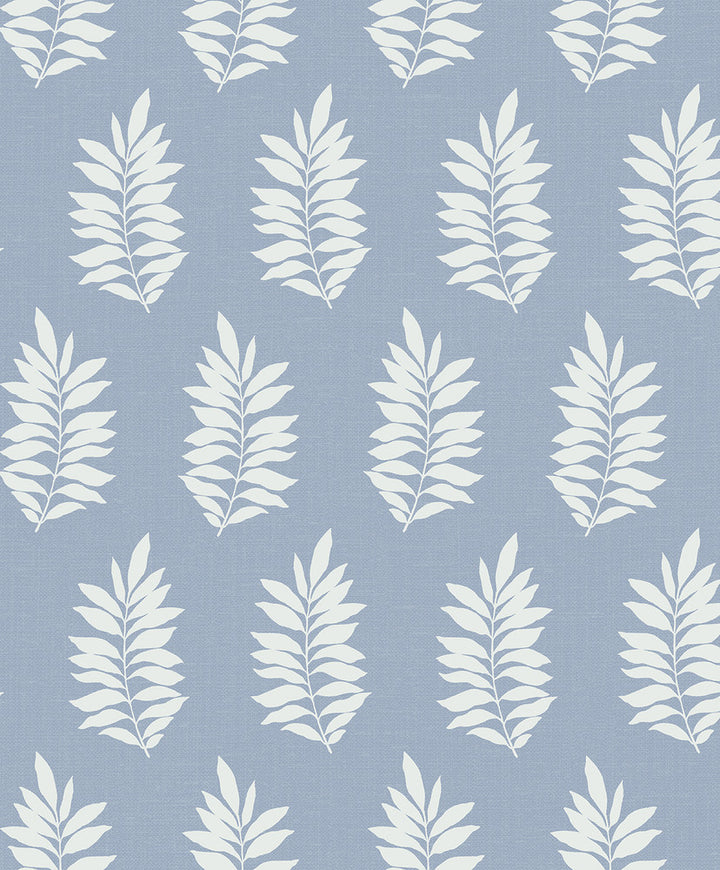 Pinnate Leaf Silhouette Blue Mist by Seabrook Wallpaper NextWall Peel & Stick Netherlands 31.35 12.6" 20.9" - Fabric Carolina -