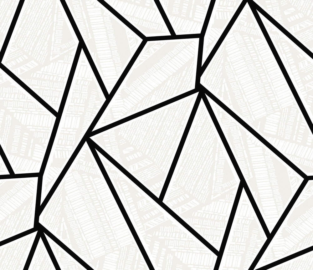 Vector Geo Ebony & Morning Fog by Seabrook Wallpaper NextWall Peel & Stick Netherlands 31.35 18" 20.9" - Fabric Carolina -