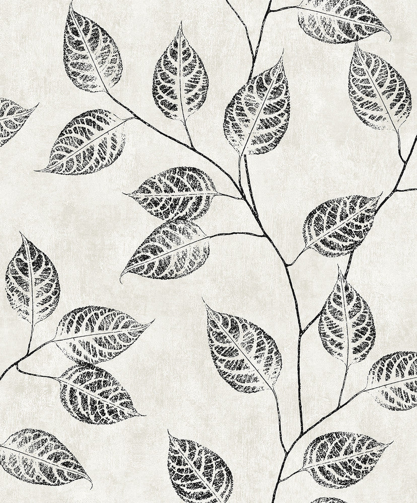 Leaf Silhouette Contrast by Seabrook Wallpaper NextWall Peel & Stick Netherlands 31.35 25.2" 20.9" - Fabric Carolina -