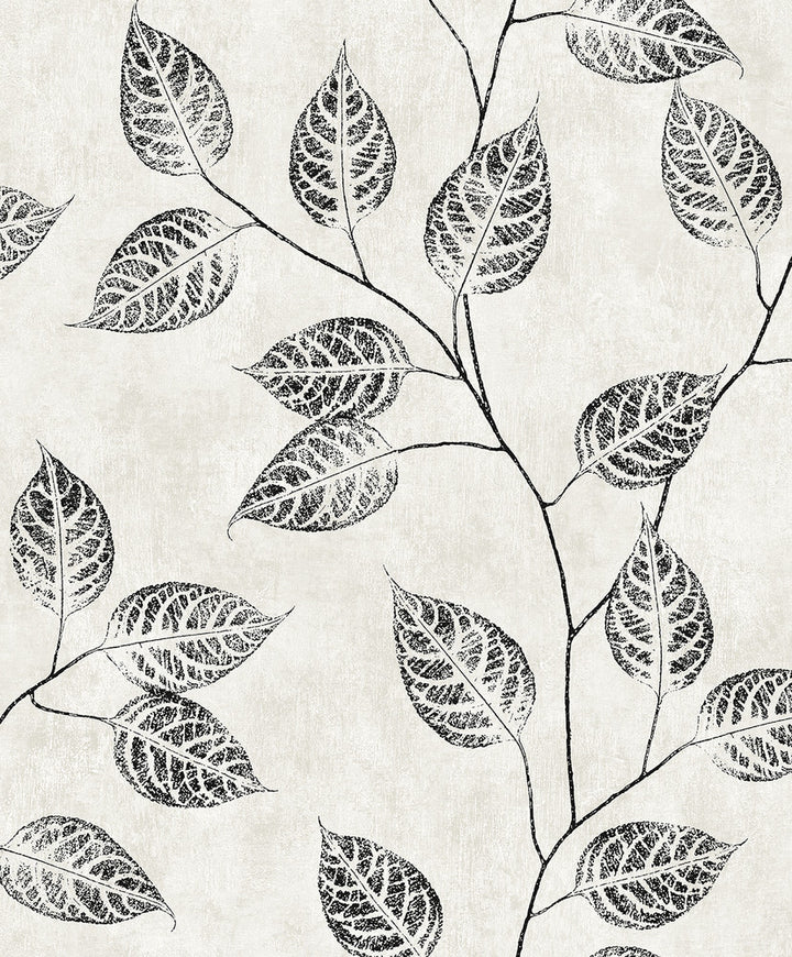 Leaf Silhouette Contrast by Seabrook Wallpaper NextWall Peel & Stick Netherlands 31.35 25.2" 20.9" - Fabric Carolina -