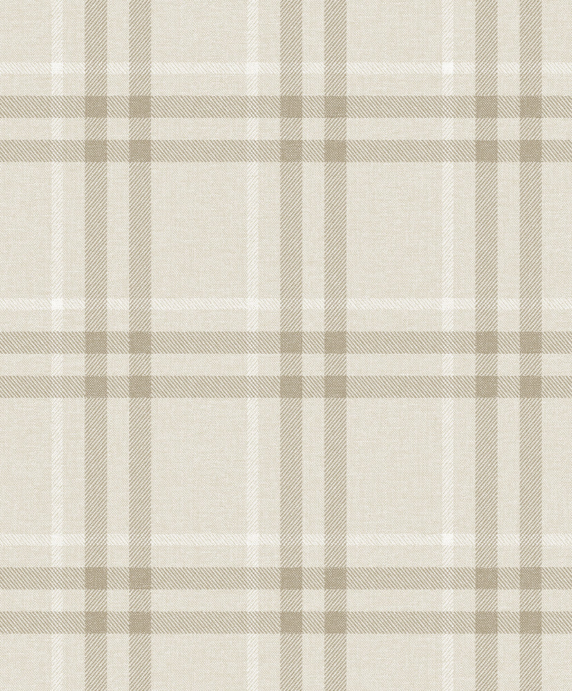 Calverlay Plaid French Vanilla by Seabrook Wallpaper NextWall Peel & Stick Netherlands 31.35 8.4" 20.9" - Fabric Carolina -
