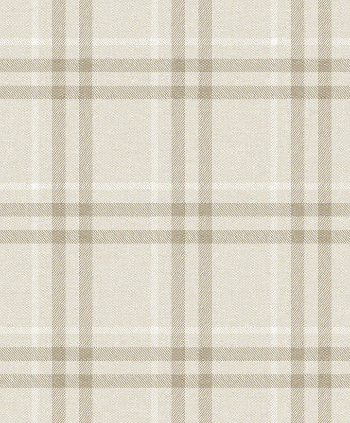 Calverlay Plaid French Vanilla by Seabrook Wallpaper NextWall Peel & Stick Netherlands 31.35 8.4" 20.9" - Fabric Carolina -