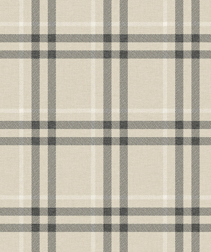 Calverlay Plaid Linen & Ebony by Seabrook Wallpaper NextWall Peel & Stick Netherlands 31.35 8.4" 20.9" - Fabric Carolina -
