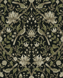 Vintage Bird Ogee Ebony & Rosemary by Seabrook Wallpaper