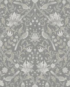 Vintage Bird Ogee Grey by Seabrook Wallpaper