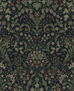 Filigree Floral Midnight Blue & Sage by Seabrook Wallpaper