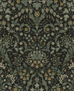 Filigree Floral Ebony & Sage by Seabrook Wallpaper