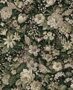 Vintage Bird Garden Green & Mauve by Seabrook Wallpaper
