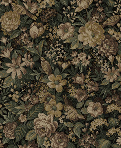 Vintage Bird Garden Spice & Green Ash by Seabrook Wallpaper