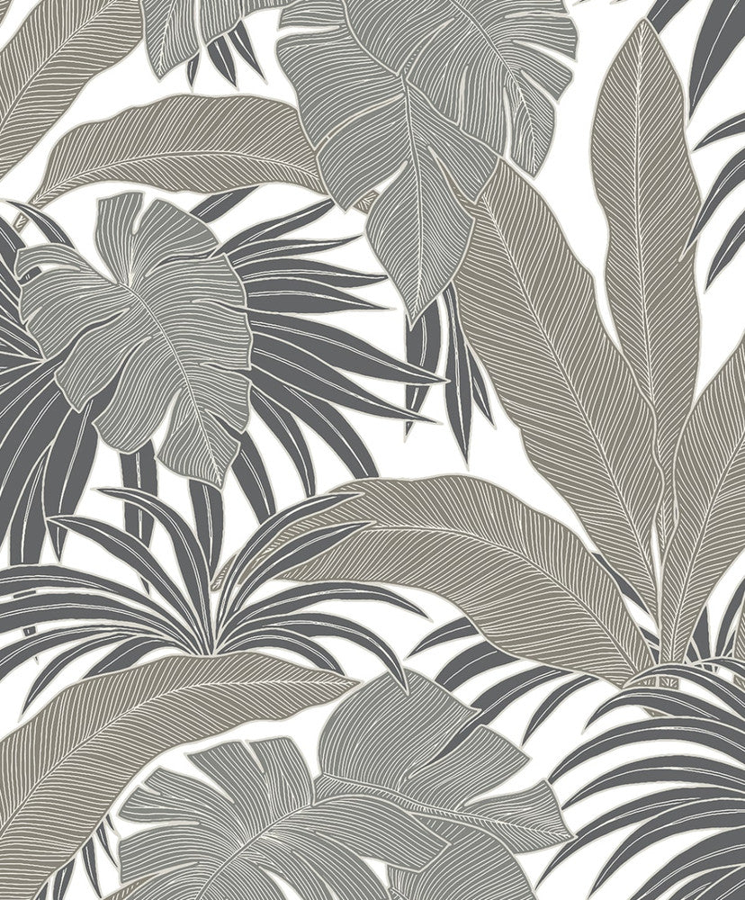Laguna Leaf Pavestone by Seabrook Wallpaper NextWall Peel & Stick Netherlands 31.35 25.2" 20.9" - Fabric Carolina -