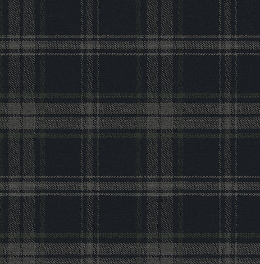 Sennehill Plaid Dark Blue & Evergreen by Seabrook Wallpaper NextWall Peel & Stick United States 30.75 10.43" 20.5" - Fabric Carolina -