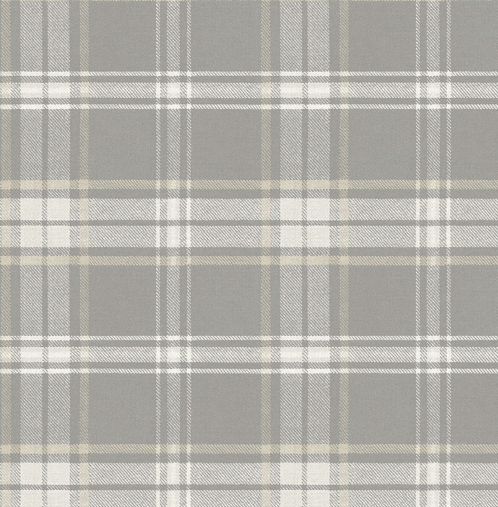 Sennehill Plaid Daydream Grey by Seabrook Wallpaper NextWall Peel & Stick United States 30.75 10.43" 20.5" - Fabric Carolina -