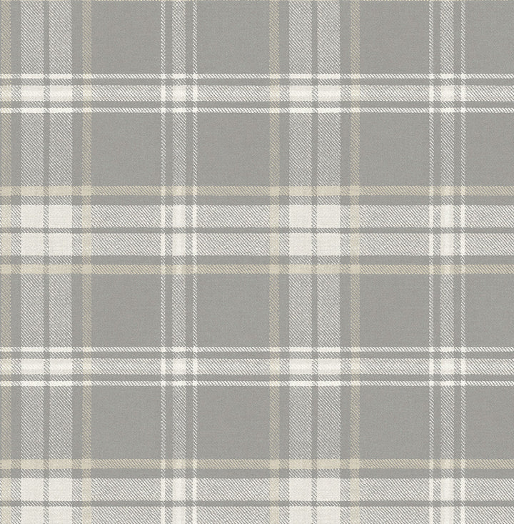 Sennehill Plaid Daydream Grey by Seabrook Wallpaper NextWall Peel & Stick United States 30.75 10.43" 20.5" - Fabric Carolina -