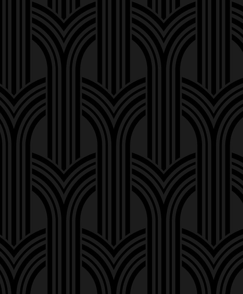 Geometric Arches Onyx by Seabrook Wallpaper NextWall Peel & Stick Netherlands 31.35 6.3" 20.9" - Fabric Carolina -