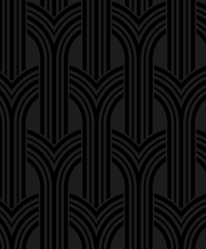 Geometric Arches Onyx by Seabrook Wallpaper NextWall Peel & Stick Netherlands 31.35 6.3" 20.9" - Fabric Carolina -