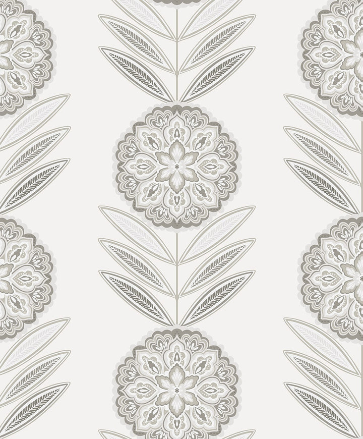 Folk Flowers Morning Fog by Seabrook Wallpaper NextWall Peel & Stick Netherlands 31.35 12.6" 20.9" - Fabric Carolina -