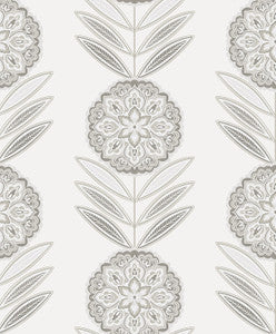 Folk Flowers Morning Fog by Seabrook Wallpaper