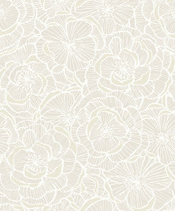 Camellia Floral Metallic Pearl by Seabrook Wallpaper