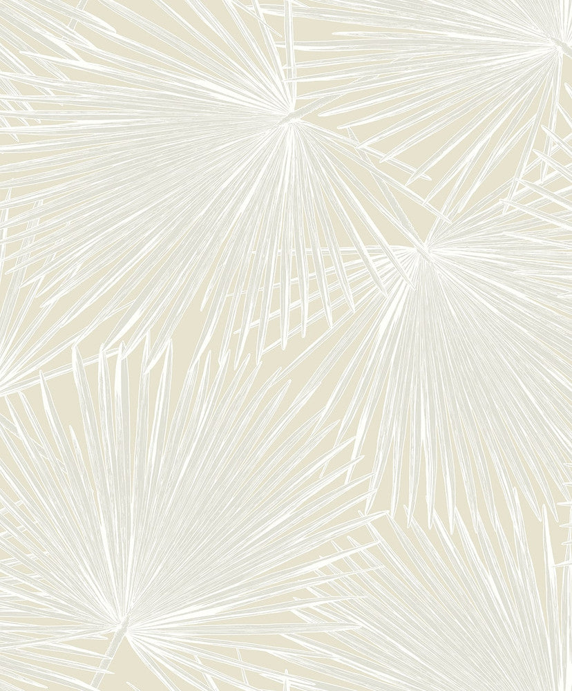 Palmate Leaf Frond Pearl by Seabrook Wallpaper NextWall Peel & Stick Netherlands 31.35 25.2" 20.9" - Fabric Carolina -
