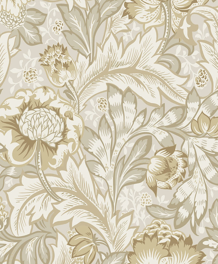 Acanthus Garden Floral Latte by Seabrook Wallpaper NextWall Peel & Stick Netherlands 31.35 25.2" 20.9" - Fabric Carolina -