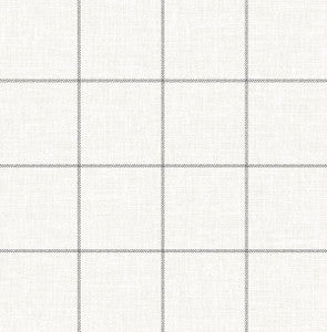 Classic Striped Check Charcoal & Linen by Seabrook Wallpaper