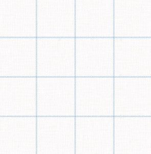 Classic Striped Check Sky Blue & Linen by Seabrook Wallpaper