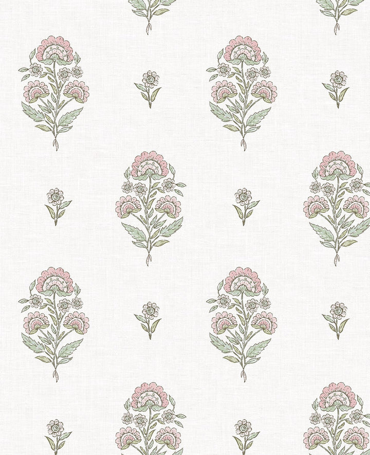 Floral Spot Blush & Basil by Seabrook Wallpaper NextWall Peel & Stick United States 30.75 12.6" 20.5" - Fabric Carolina -