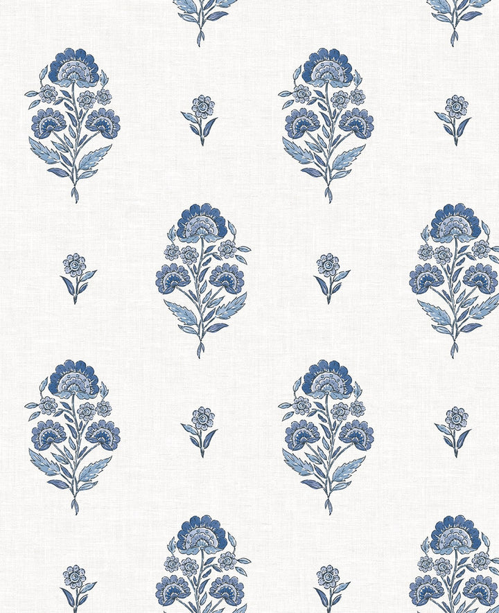 Floral Spot Delft Blue by Seabrook Wallpaper NextWall Peel & Stick United States 30.75 12.6" 20.5" - Fabric Carolina -